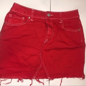 Red jean skirt
